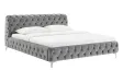 Lit MODERN BAROCK 160 x 200 cm – Velours gris style Chesterfield baroque