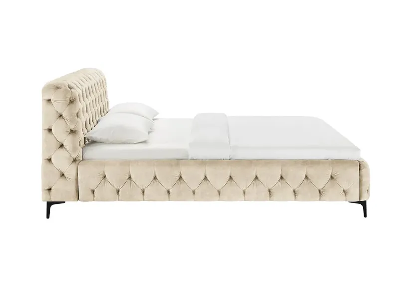 Lit MODERN BAROCK 180 x 200 cm – Velours champagne de style baroque