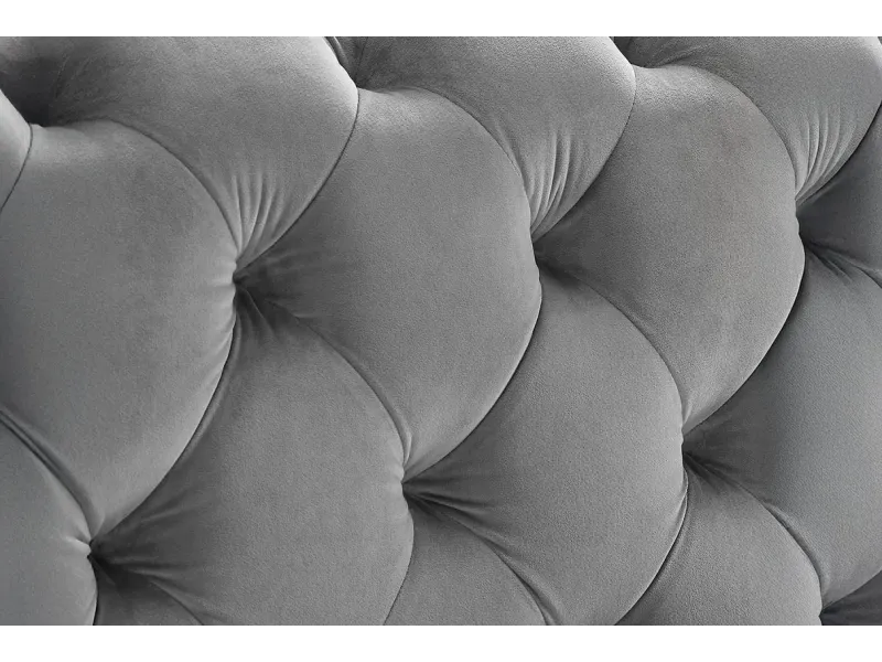Lit MODERN BAROCK 180 x 200 cm – Velours gris style Chesterfield baroque