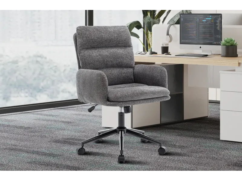 Chaise de bureau Aimé – Tissu gris foncé Raven 13