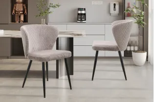 Chaise capitonnée revêtue en velours gris foncé Chaises de salle à manger...