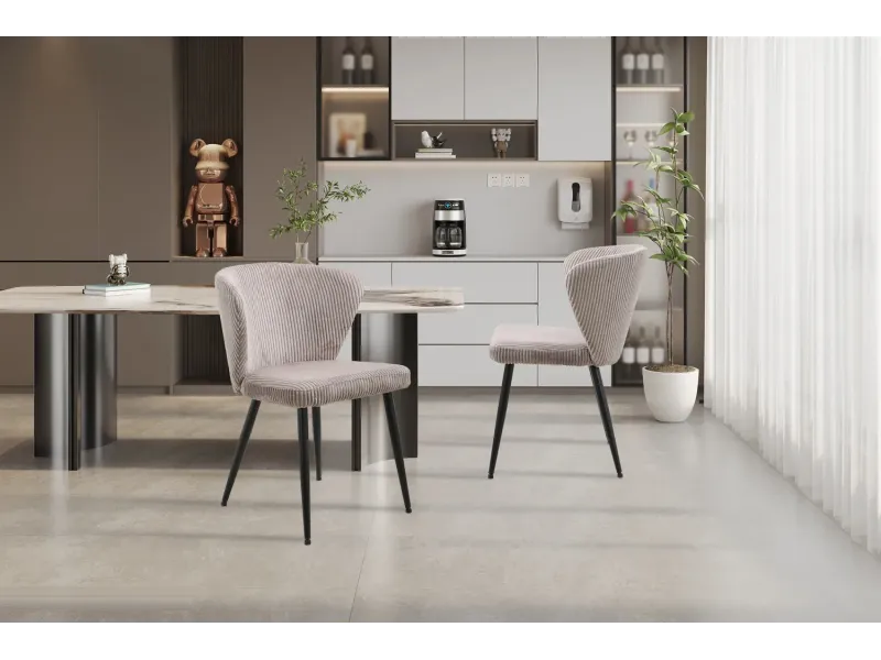 Chaise capitonnée revêtue en velours gris foncé Chaises de salle à manger...