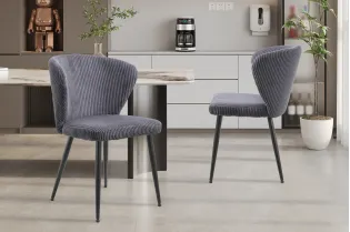 Chaise capitonnée revêtue en velours gris foncé Chaises de salle à manger...