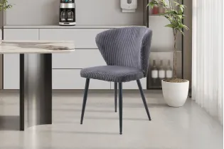 Chaise capitonnée revêtue en velours gris foncé Chaises de salle à manger... 2