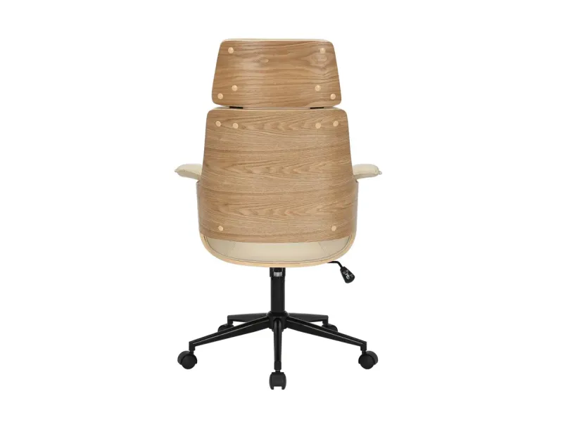 Chaise de bureau Manhattan – Similicuir beige crème & bois de chêne