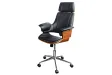 Chaise de bureau Manhattan – Similicuir noir & bois de noyer