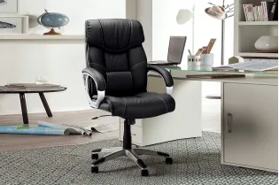 fauteuil de bureau réglable revêtue simili cuir teinté noir Sièges ...