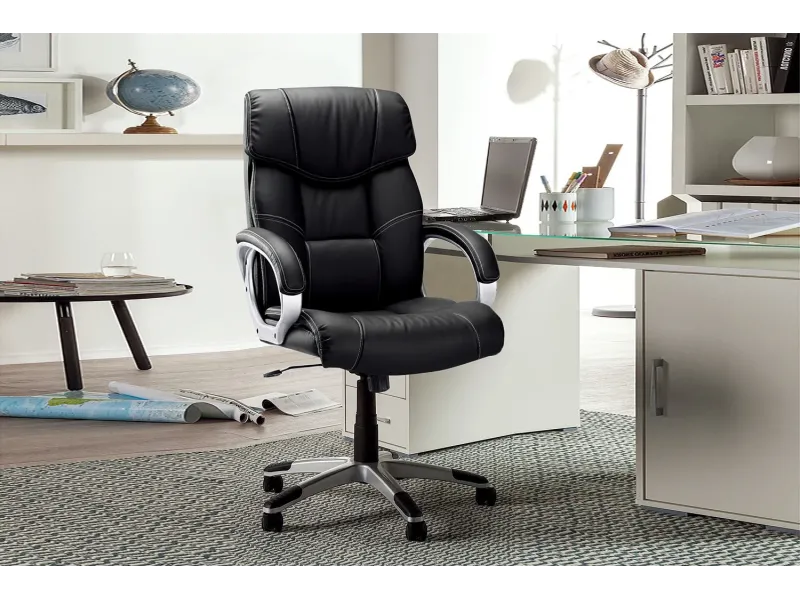 fauteuil de bureau réglable revêtue simili cuir teinté noir Sièges ...