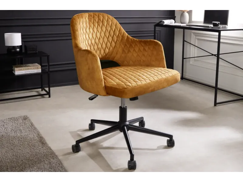 Lot de 4 chaises de bureau à roulettes en simili cuir coloris turqu...