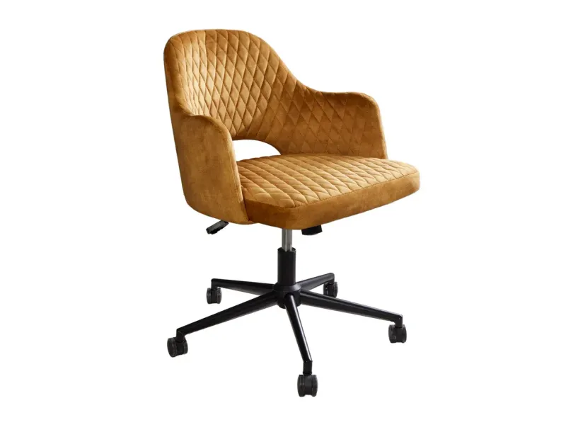 Lot de 4 chaises de bureau à roulettes en simili cuir coloris turqu...