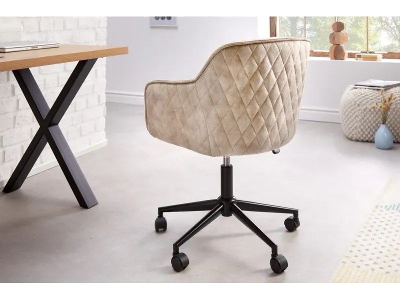 Chaise de bureau EUPHORIA velours champagne grège – Élégance, confort et raffinement
