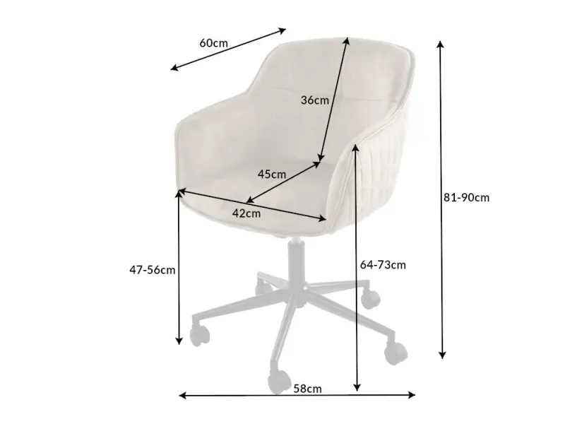 Chaise de bureau EUPHORIA velours champagne grège – Élégance, confort et raffinement