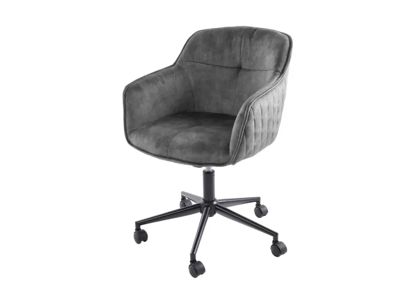 Chaise de bureau EUPHORIA velours gris foncé – Élégance moderne et confort au quotidien