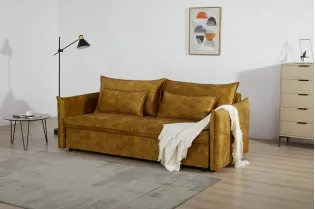 Canapé Marvelous velours jaune moutard 220cm pas cher