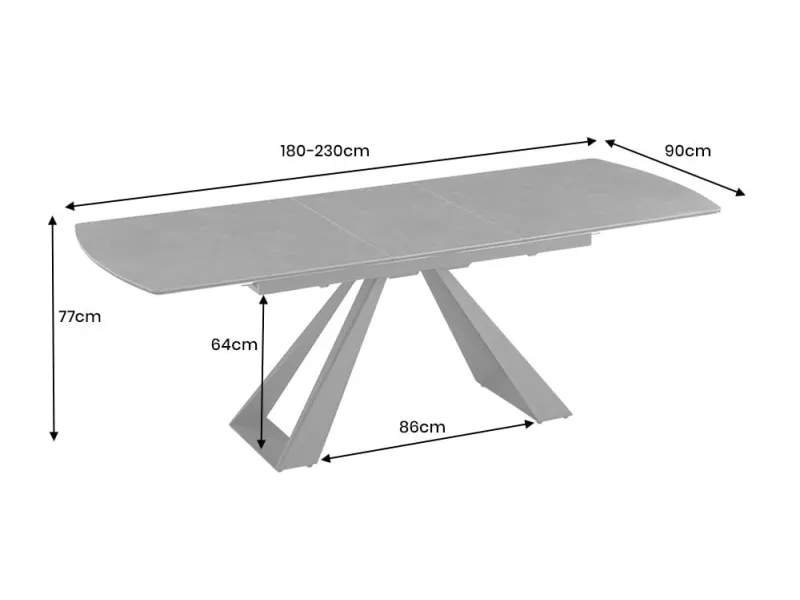 Table à manger extensible en céramique 180-225cm aspect marbre pas cher