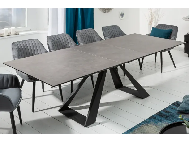 Table à manger extensible en céramique 180-225cm aspect marbre pas cher