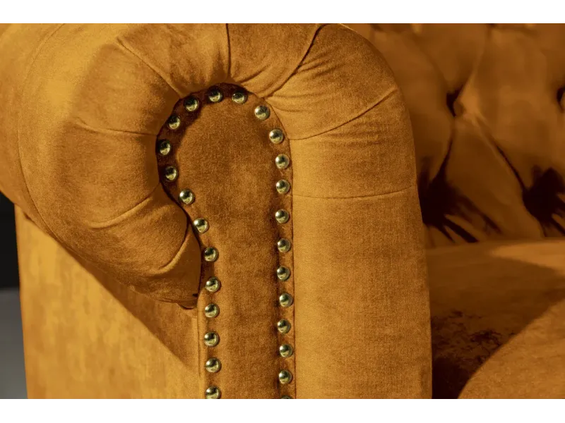 Canapé Marvelous velours jaune moutard 220cm pas cher