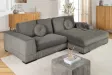 Canapé d'angle en velours coloris gris pas cher