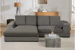 Canapé d'angle en velours coloris gris pas cher 2