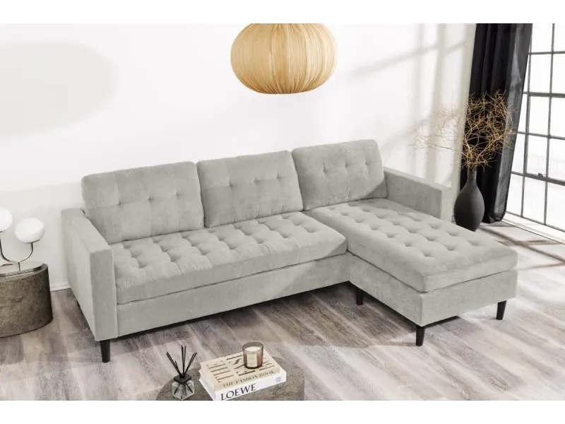 Canapé d'angle en velours coloris gris pas cher