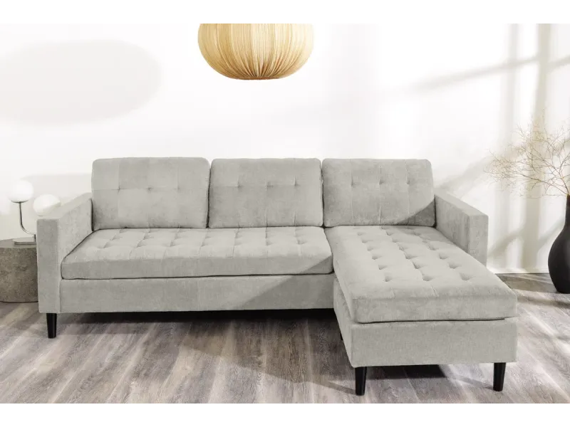 Canapé d'angle en velours coloris gris pas cher