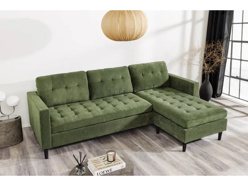 Canapé d'angle en velours coloris gris pas cher