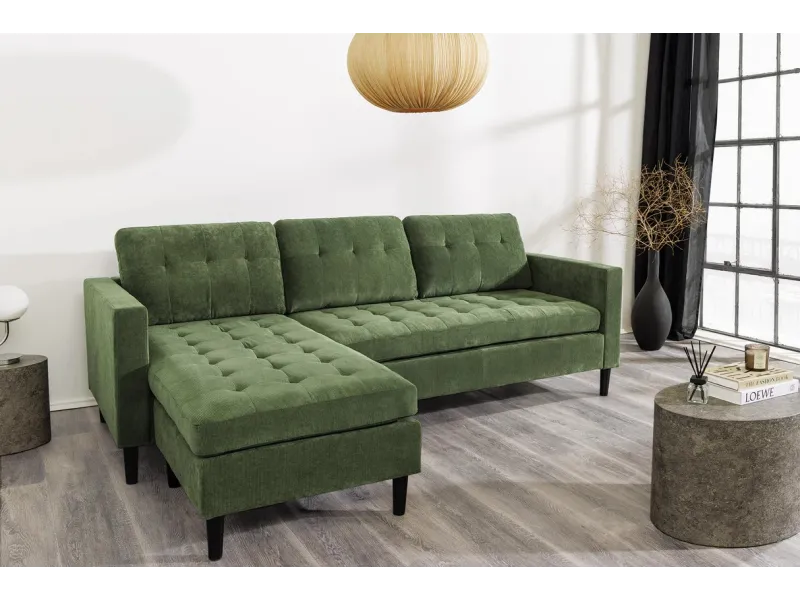 Canapé d'angle en velours coloris gris pas cher