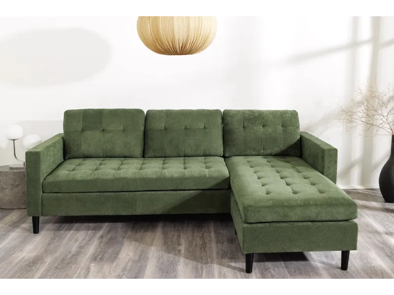 Canapé d'angle en velours coloris gris pas cher