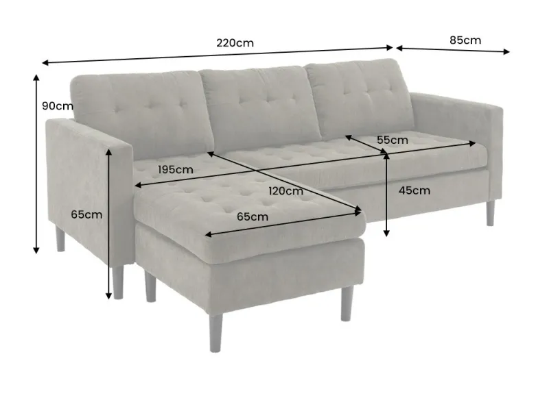 Canapé d'angle en velours coloris gris pas cher