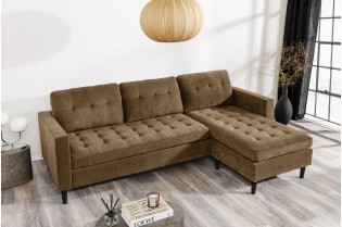 Canapé d'angle en velours coloris gris pas cher