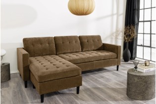 Canapé d'angle en velours coloris gris pas cher 2