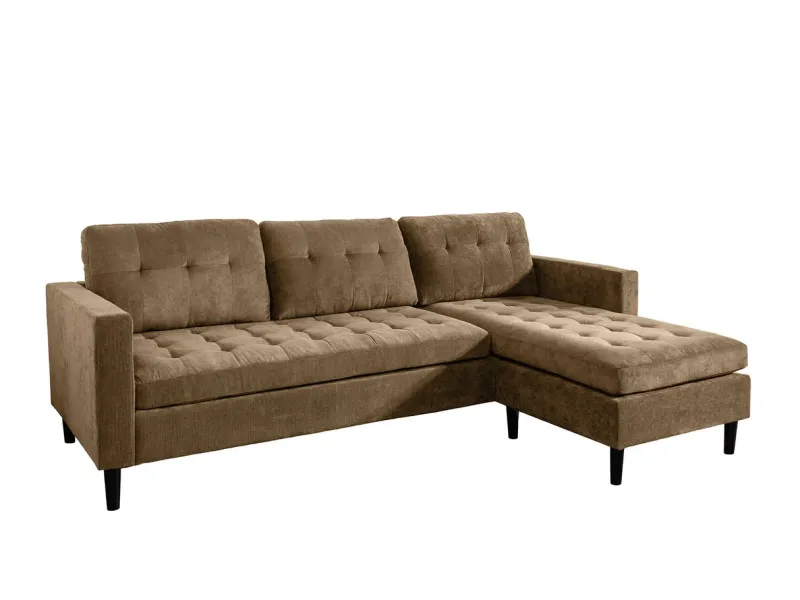 Canapé d'angle en velours coloris gris pas cher