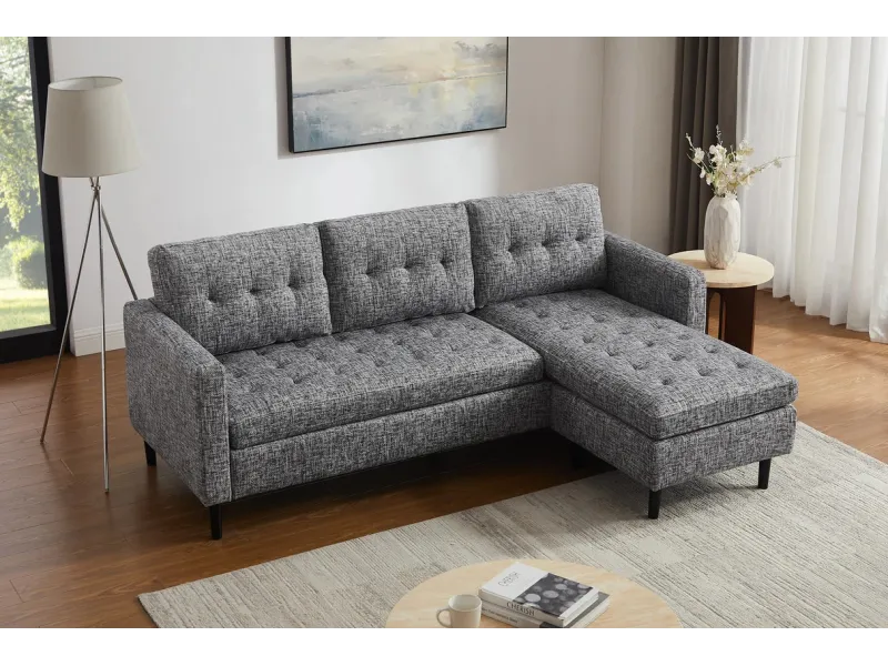 Canapé d'angle en velours coloris gris pas cher