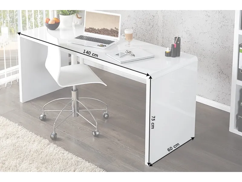 Bureau professionnel 140cm design en MDF coloris blanc Traditionnel...