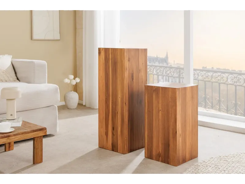 Pilier décoratif COLUMNA 75 cm – Acacia marron naturel