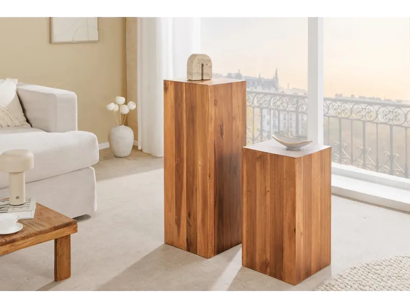 Pilier décoratif COLUMNA 50 cm – Acacia marron naturel