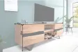 Meuble tv bois massif |Meuble tv design coloris naturel et noir à 2...