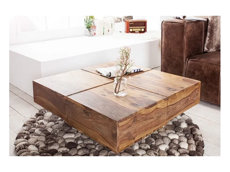 Table basse contemporaine |Table basse 60 cm en bois d'acacia color...