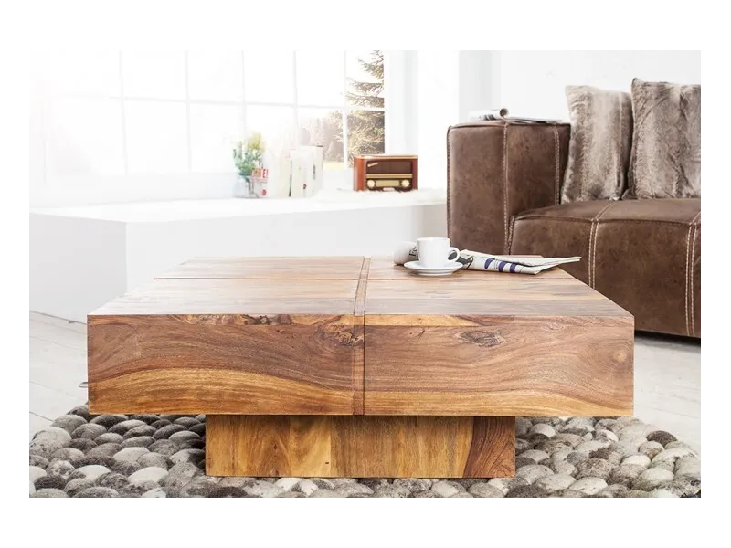 Table basse contemporaine |Table basse 60 cm en bois d'acacia color...