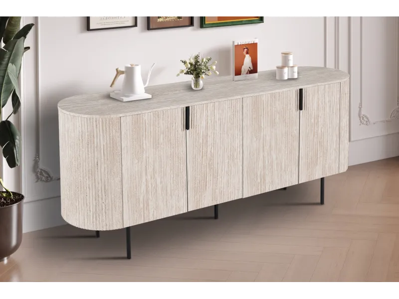 "Buffet Lagos 200 cm – Profitez d'un Grand Rangement Design et Pratique"| Bois Foncé Chic