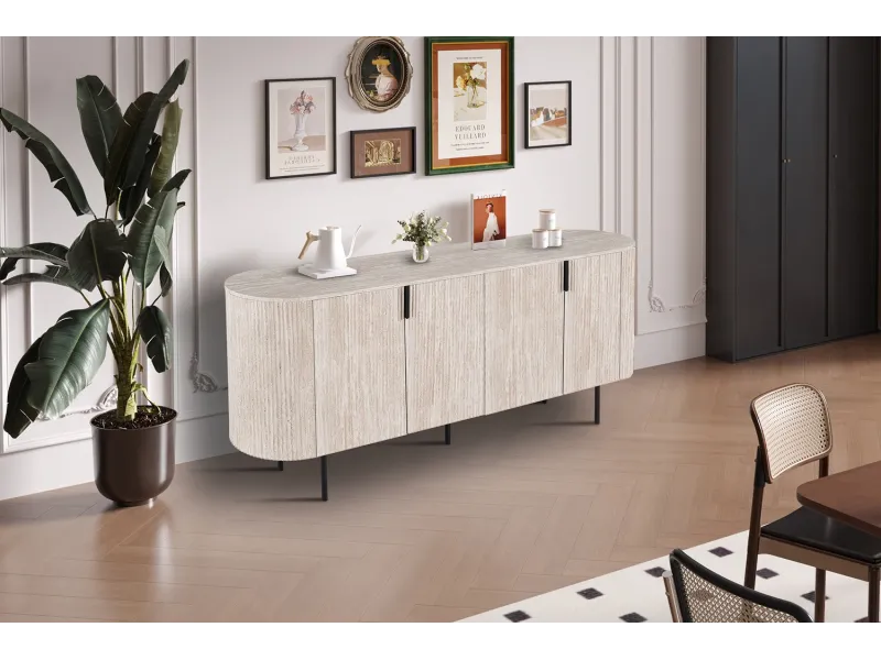 "Buffet Lagos 200 cm – Profitez d'un Grand Rangement Design et Pratique"| Bois Foncé Chic