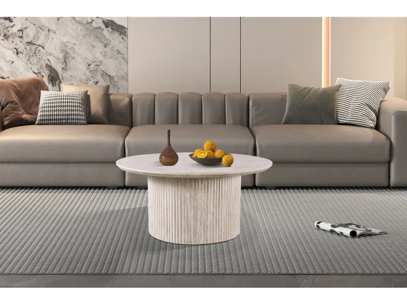 Table basse contemporaine |Table basse avec 6 poufs encastrable, ve...