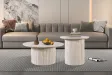 Table basse contemporaine |Table basse avec 6 poufs encastrable, ve...
