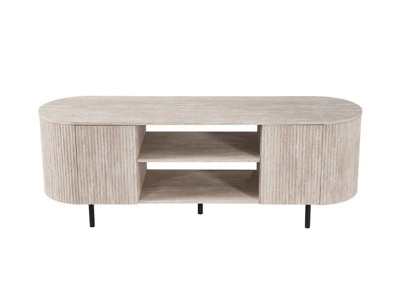 Meuble TV design |Meuble TV/HIFI blanc laqué, 2 tiroirs |adeniahome.com