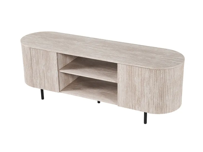 Meuble TV design |Meuble TV/HIFI blanc laqué, 2 tiroirs |adeniahome.com