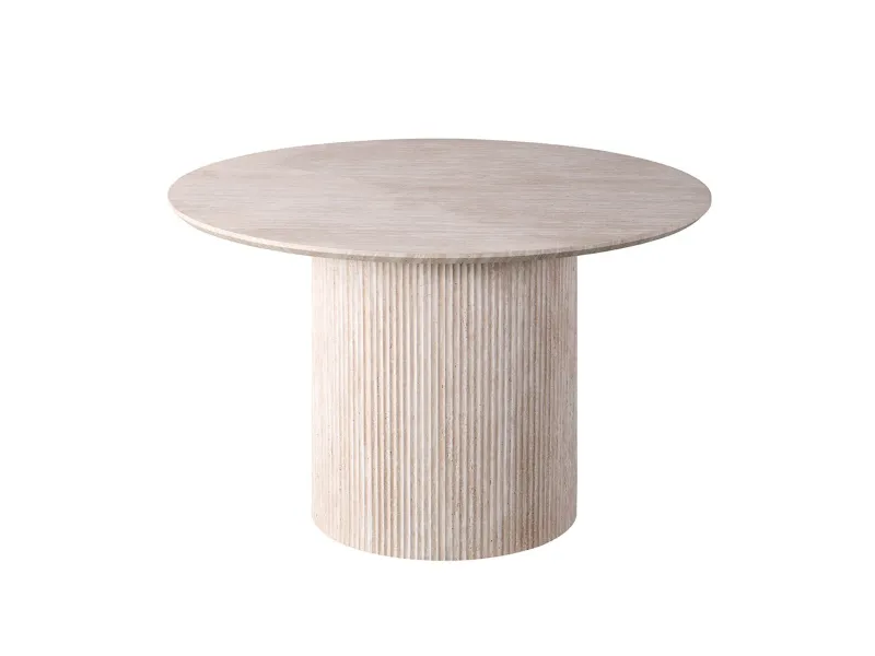 Table LAGOS 120 cm Ronde – Décor Travertin Beige