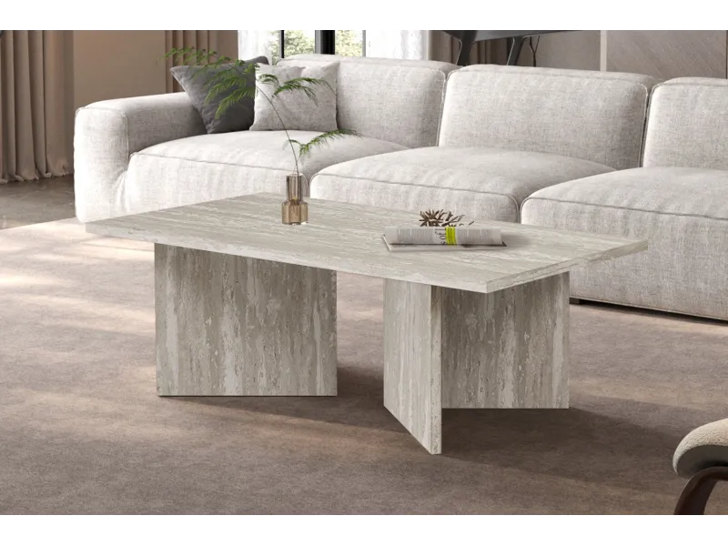Table basse contemporaine |Table basse avec 6 poufs encastrable, ve...