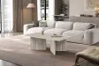 Table basse contemporaine |Table basse avec 6 poufs encastrable, ve...