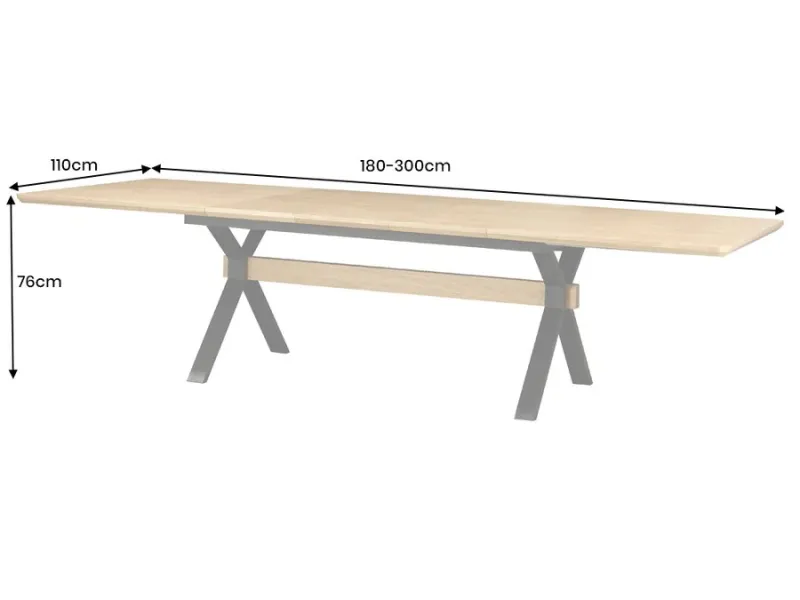 Table extensible GIANT 180–300 cm chêne naturel | Adenia Home
