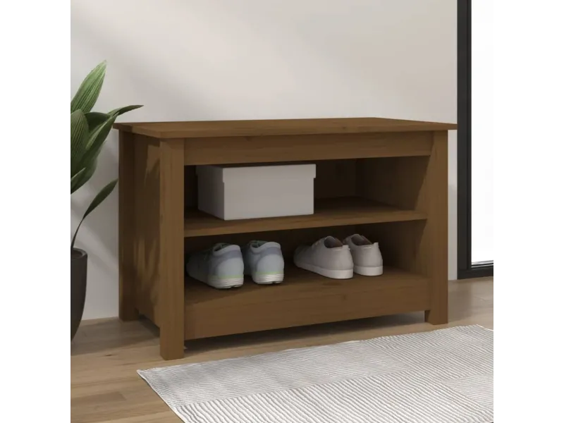 Banc à chaussures Marron miel 70x38x45,5 cm Pin massif